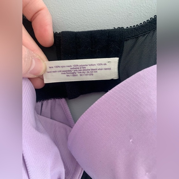 Cacique Womens Purple Black Lace Adjustable Spaghetti Strap Back Clasp Lingerie - Picture 5 of 9